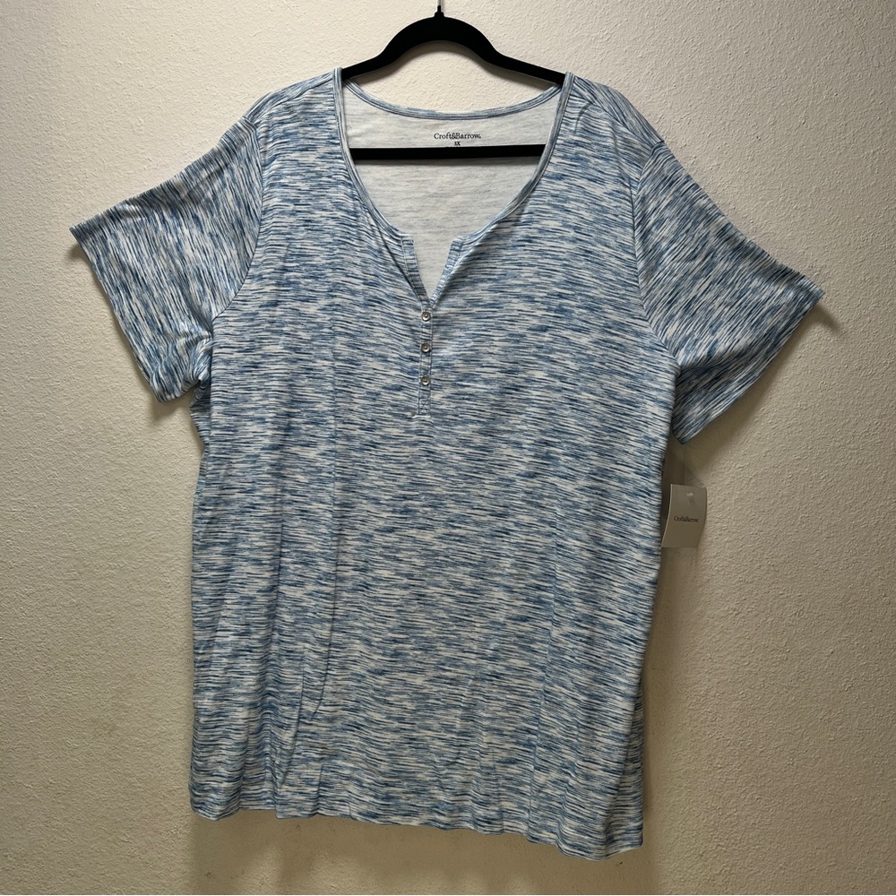 Croft & Barrow Blue Short Sleeve Tee - Picture 1 of 5